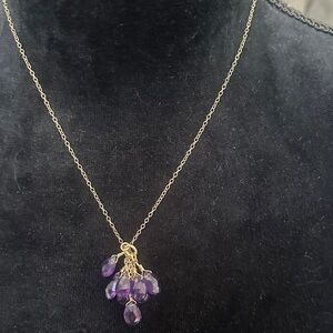 Gold Necklace with Amethyst Accents